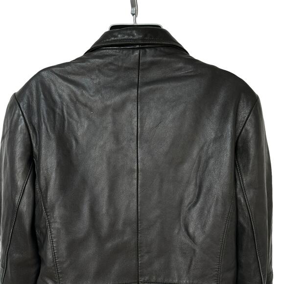 Vintage Leather Jacket Tibor Leathers Black Coat Women's Petite Size Large - Picture 7 of 11